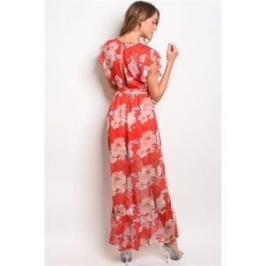 Dresses - Red Floral Maxi Dress Dresses - Red Floral Maxi Dress